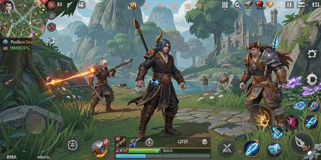 Screenshot utama 898A menunjukkan aksi bertarung yang seru dalam dunia MMORPG.