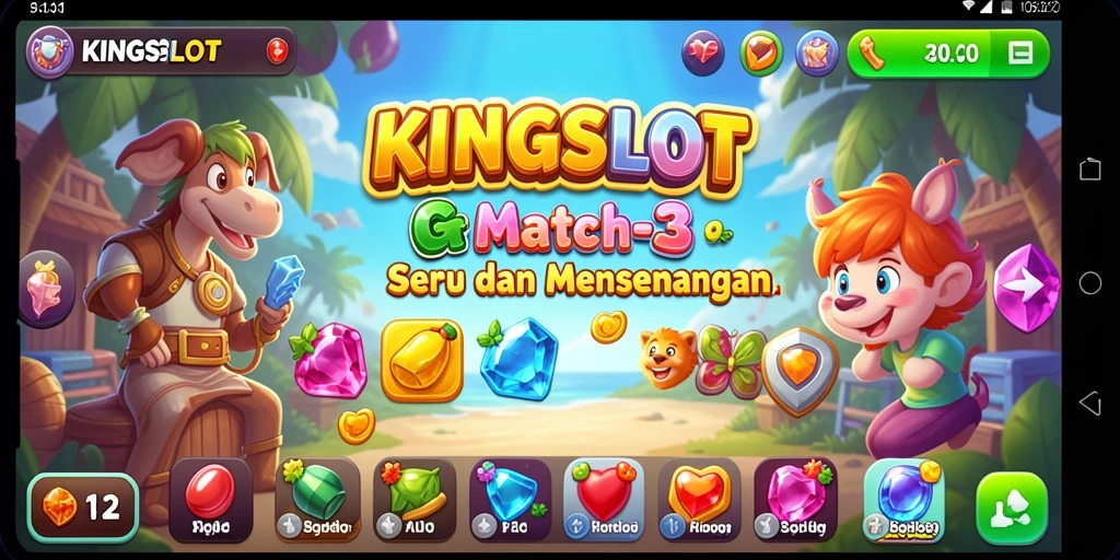 Tampilan seru gameplay KINGSLOT dalam aksi Match-3.