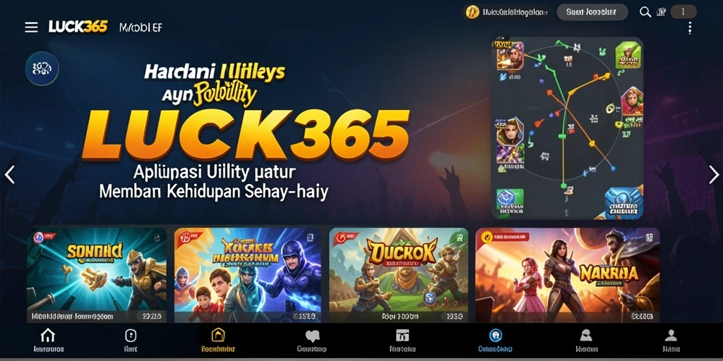 Screenshot utama LUCK365 menampilkan antarmuka aplikasi yang sederhana dan intuitif.