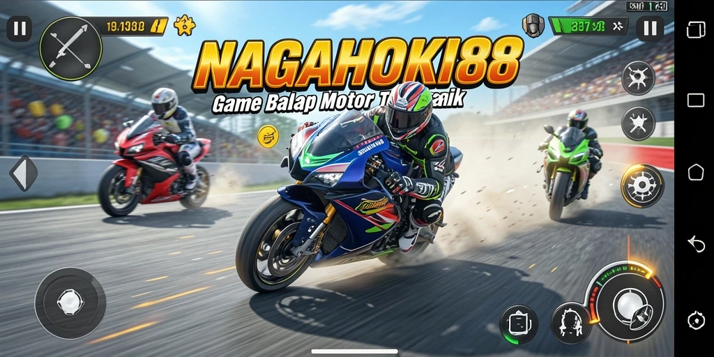 Tampilan gameplay balap motor yang menegangkan di NAGAHOKI88.