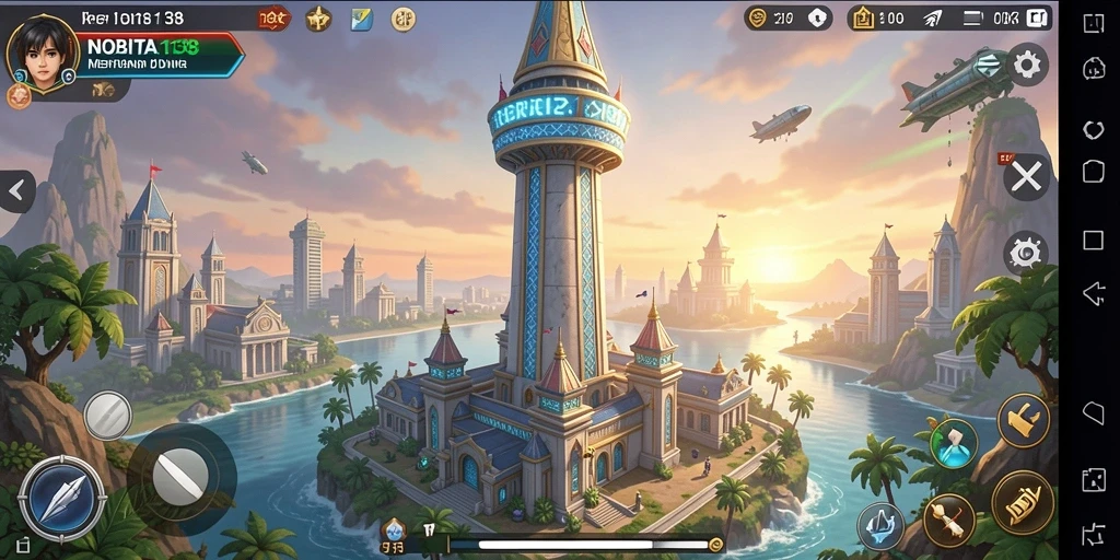 Tangkapan layar dari gameplay intens dalam NOBITA138 Tower Defense.