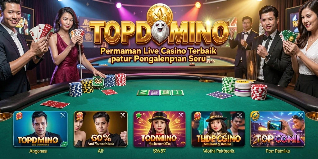 Screenshot utama TOPDOMINO memperlihatkan gameplay Live Casino yang mendebarkan.