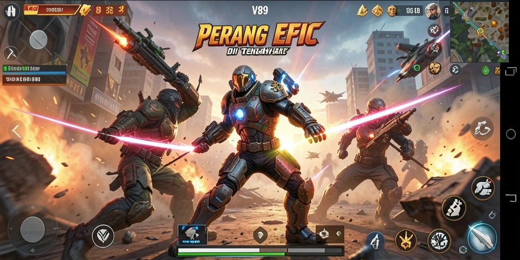 Tampilan aksi seru dalam V89 yang penuh tantangan.